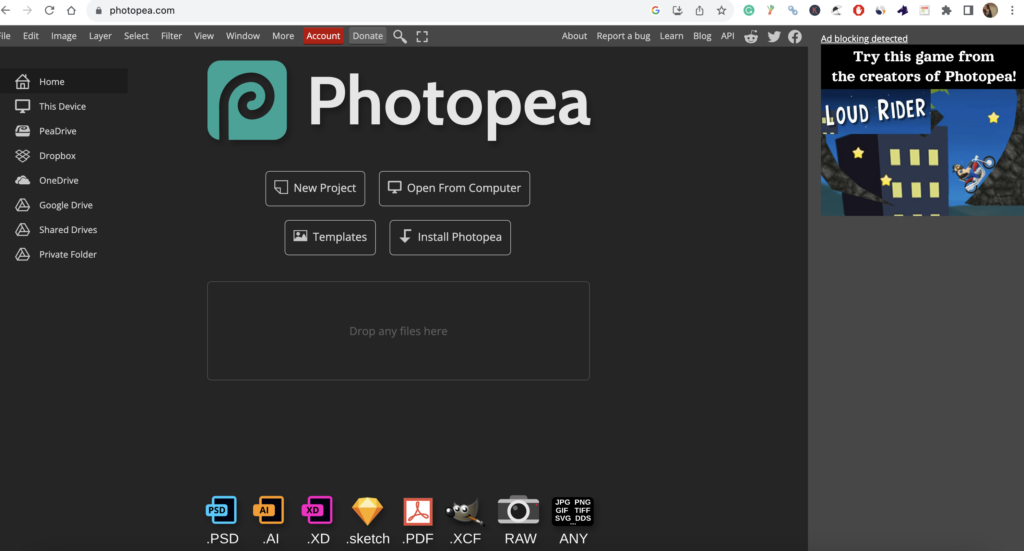 photopea interface